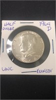 1964 D Kennedy Half Dollar UNC
