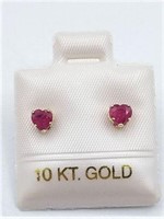 10KT. YELLOW GOLD 3.5MM GENUINE RUBY HEART