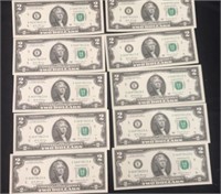 (10) Consecutive Serial Numbered 2017 $2