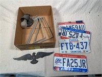 license plates- plastic eagle & more