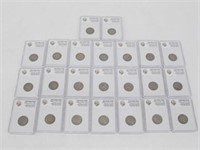 LOT OF 23 BUFFALO NICKELS IN SLABS 1913-1938