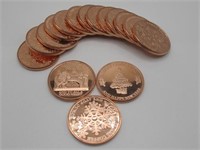 (20) 1OZ COPPER COINS CHRISTMAS THEME