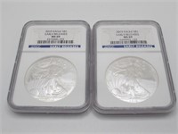 (2) 2010 NGC MS69 EARLY RELEASE SILVER EAGLES