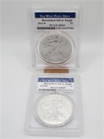 (2) 2014-W PCGS SP69 BURNISHED SILVER EAGLES