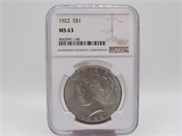1922 NGC MS63 PEACE SILVER DOLLAR