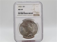 1923 NGC MS64 PEACE SILVER DOLLAR