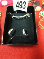 New Bracelet and earring set  crystal set stones