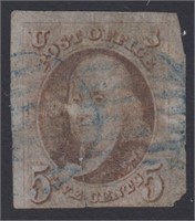 US Stamps #1 Used Faulty Space filler 1847 CV $350