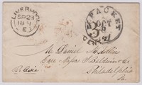 Great Britain Stampless 1851 SFL, Transatlantic ma