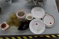 Misc plates, glasses, fan plates