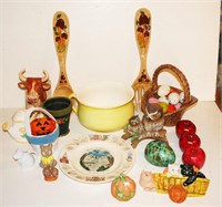 Ceramic Lot, Plate, Chamber Pot, Owl, Planter,