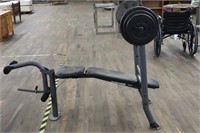 Gold's Gym weight bench & barbell w/ weights