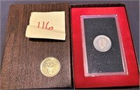 1971 Eisenhower Proof Silver Dollar in display