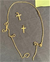 Gold crosses and damaged gold rope chain