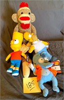 Simpson collectible figures and sock monkey