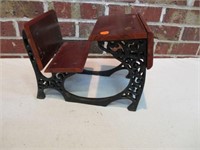 Miniature Wood School Desk - Cast Iron 8" Tall