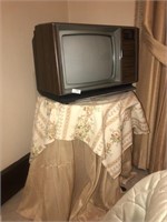 Vintage TV with Round Table & Coverings