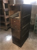 Vintage Wood 4 Drawer File Cabinet - Needs Glue