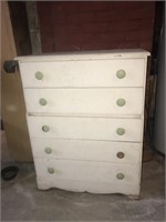 Vintage 5 Drawer Painted White Chest of Drawers