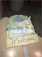 Welcome Sign with Hummingbird Garden Sign
