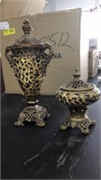 2 Piece leopard vase/ jar set