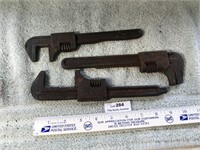 Lot of 3 Antique Pipe Wrenches