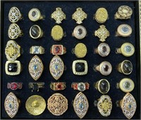 Beautiful Lot of Ladies Costume Rings in Tray