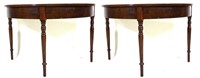 PAIR OF 19th C. SHERATON STYLE DEMILUNE TABLES