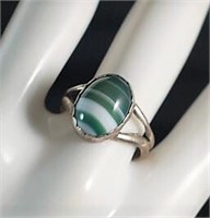 Ring with Green & White Stone