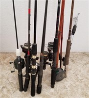 7 Fishing Poles and 1 Bamboo Pole