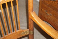 OAK SPINDLE BACK CHAIR WITH BRASS ACCENT