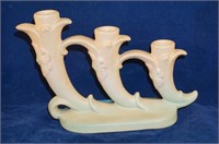 Weller Pottery Triple Candle Holder  "WILD ROSE"