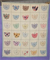 QUILT 1930'S BUTTERFLY LIGHT WEIGHT 5 X 6' CLEANED