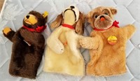 3 Steiff Animal Hand Puppets