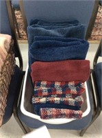 Basket of blue and red towels