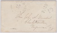 CSA Stampless Cover 1862 with Greenville CH SC CDS
