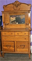 OAK BUFFET WITH HIGH BACK AND MIRROR