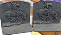 CAST IRON BOOKENDS END OF THE TRAIL