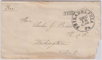 US Stampless Free Cover 1862 Philadelphia CDS to W