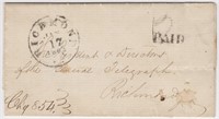 CSA Stampless Cover with a Paid handstamp and 2 in