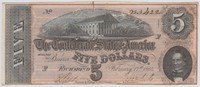 T-69 Confederate States Currency $5 CSA Civil War