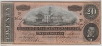 T-67 Confederate States Currency $20 CSA Civil War