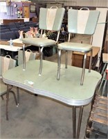 1940's CHROME TABLE & CHAIRS WITH LEAF