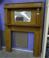 OAK MANTLE WITH BEVEL MIRROR