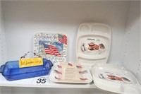 2 Faberware Lap Trays, 2 USA Plates & More