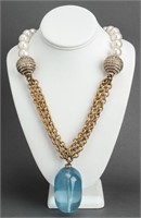 Valentino Poured Resin & Faux Pearl Necklace