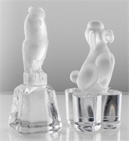 Sevres Crystal Poodle and Cockatoo Paperweights, 2