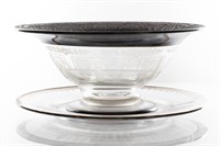 Neoclassical Style Metal And Glass Compote & Tray