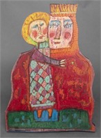 Painted Wooden Folk Art "King and Prince"