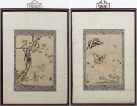 19th Century Chinese Ink and Color on Paper, Pair